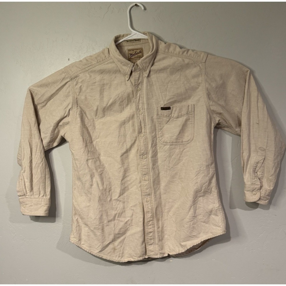 Woolrich Men's Sportsman Chamois Beige Long Sleeve Button Up Shirt Size Large